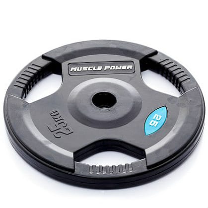 19145-Muscle-Power-Olympische-halterschijf-25-kg-met-handgrepen-rubber-overtrokken-50-mm-zwart-afbeelding-1