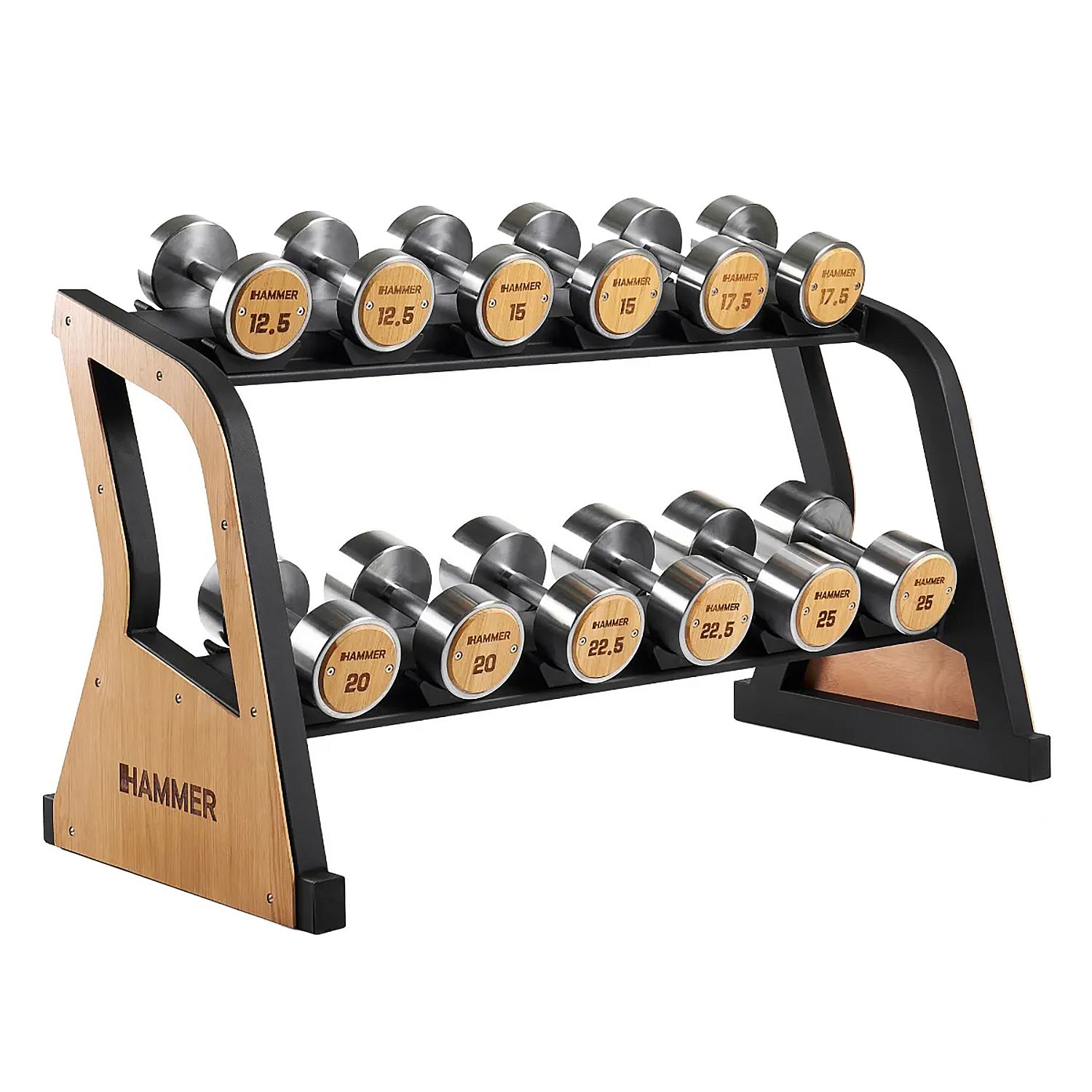 143626-Hammer-dumbbell-rek-125-25-kg-eikenhout-afbeelding-1