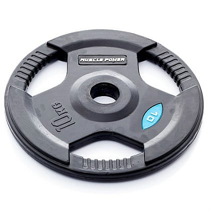 19142-Muscle-Power-Olympische-halterschijf-10-kg-met-handgrepen-rubber-overtrokken-50-mm-zwart-afbeelding-1