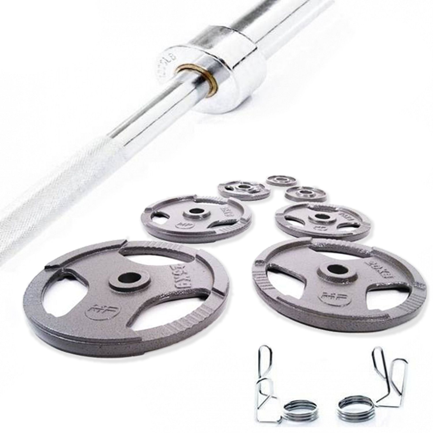 29605-Muscle-Power-Complete-Olympische-gietijzeren-Halterset-90-kg-afbeelding-1