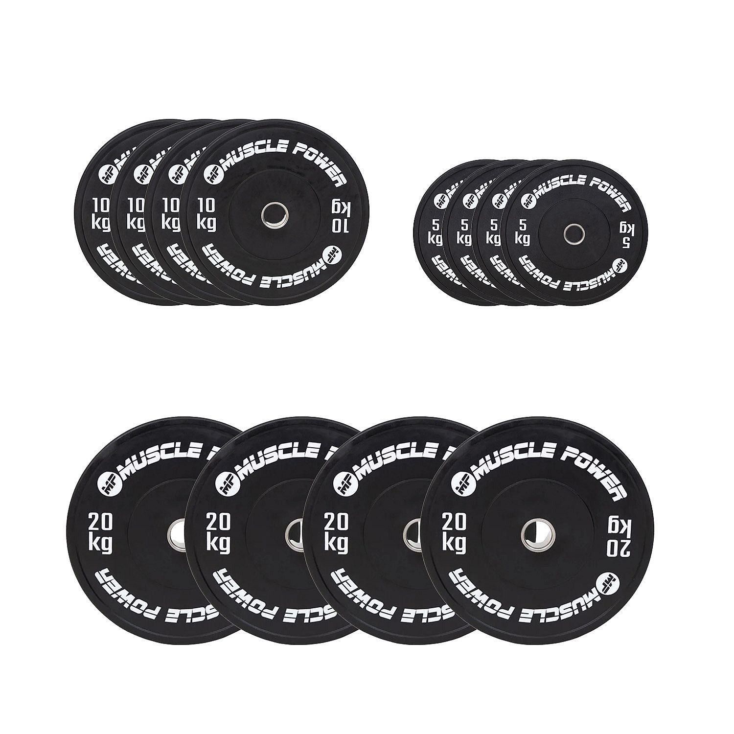 114035-Muscle-Power-high-black-bumper-halterschijf-set-140KG-afbeelding-1
