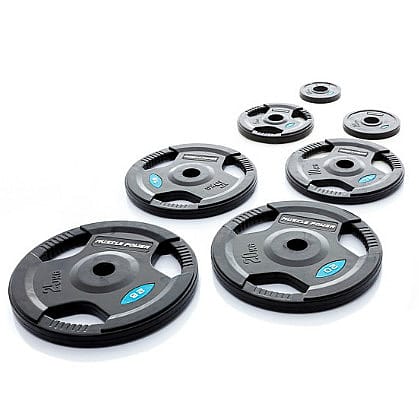 19145-Muscle-Power-Olympische-halterschijf-25-kg-met-handgrepen-rubber-overtrokken-50-mm-zwart-afbeelding-3