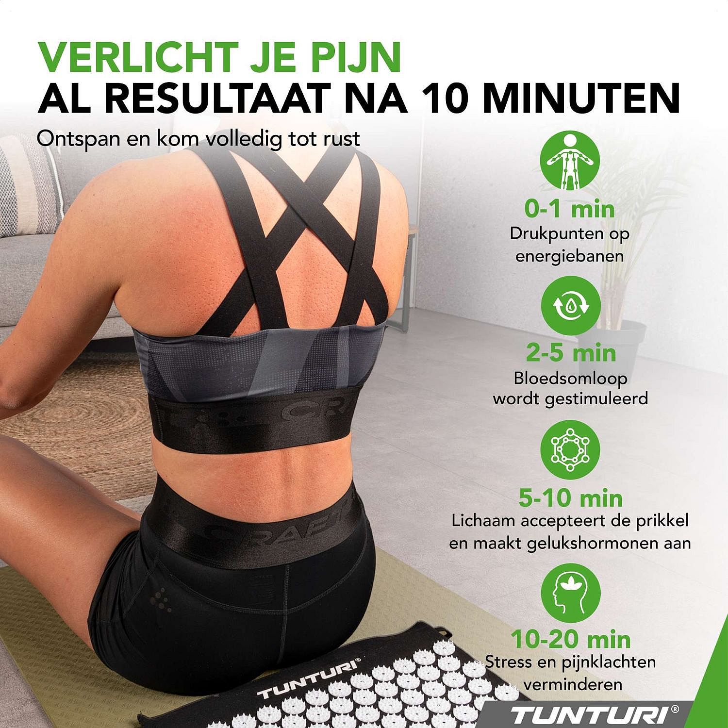 95749-Tunturi-Spijkermat---Acupressuur-mat-en-kussen-groen-afbeelding-2