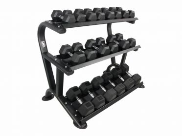 Lifemaxx Horizontaal Dumbbellrek Hexagon 3-hoog zwart 