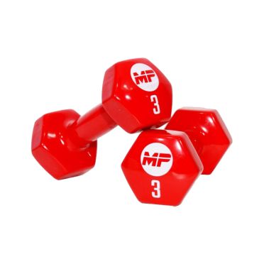 Muscle Power Vinyl Dumbbellset 2 x 3 kg rood 