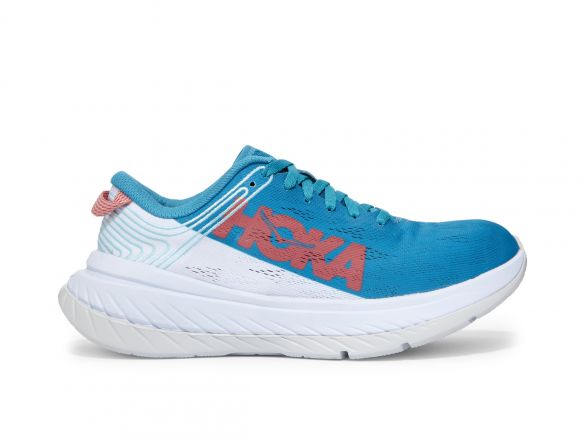 Hoka One One Carbon X hardloopschoenen wit/blauw dames 1102887-CSWT