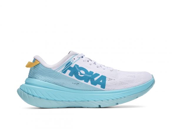 Hoka One One Carbon X hardloopschoenen cyaan/wit dames 1102887-WALB