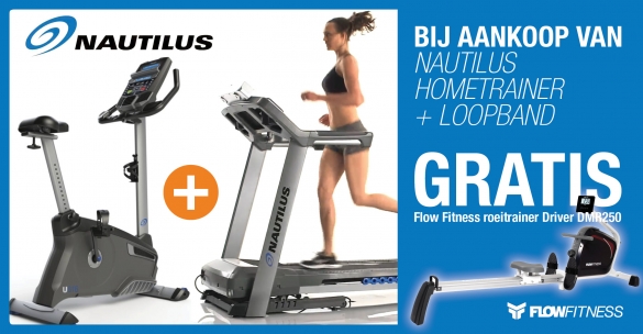 Nautilus loopband T626 + Hometrainer U626 met gratis DMR250 roeier combinautflow