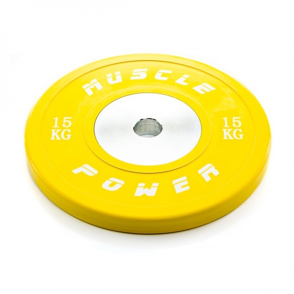 Muscle Power Competitie Bumper Plate geel 15 KG MP809 MP80915KGGEEL