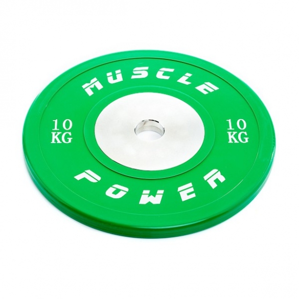 Muscle Power Competitie Bumper Plate groen 10 KG MP809 MP80910KGGROEN
