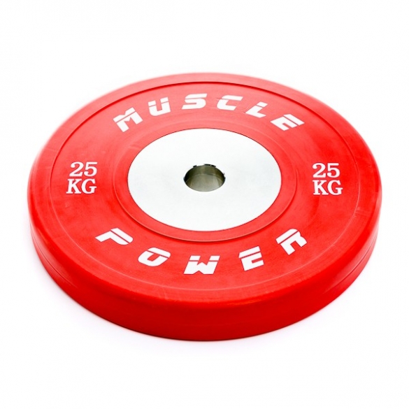 Muscle Power Competitie Bumper Plate rood 25 KG MP809 MP80925ROOD