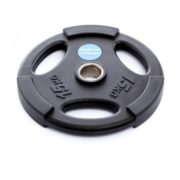 Muscle Power Olympische PU Halterschijf 15 kg Zwart MP806 MP806-15