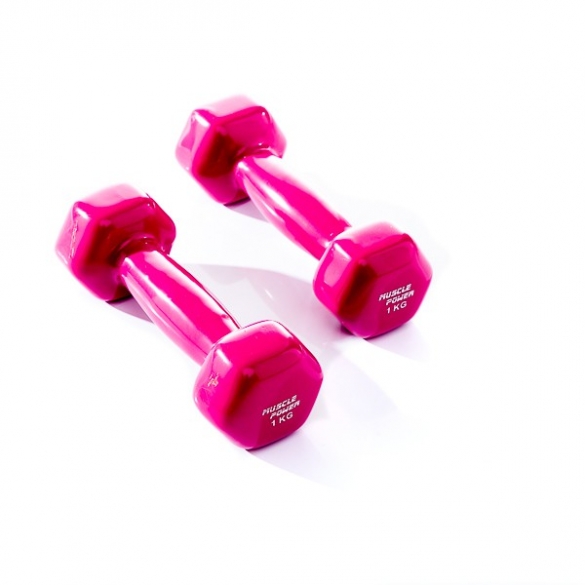 Muscle Power Vinyl Dumbbellset 2 x 1 KG Paars MP920 MP920-1KG