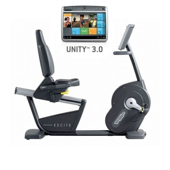 TechnoGym ligfiets Excite+ New Recline 700 Unity 3.0 zwart gebruikt BBTGENR700U3ZW