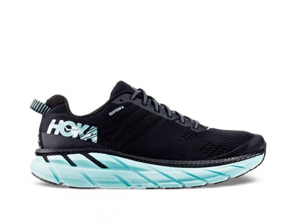Hoka One One Clifton 6 hardloopschoenen zwart/blauw dames 1102873-BASY-VRR