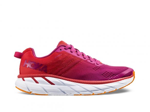 Hoka One One Clifton 6 hardloopschoenen rood/wit dames  1102873-PRCFL